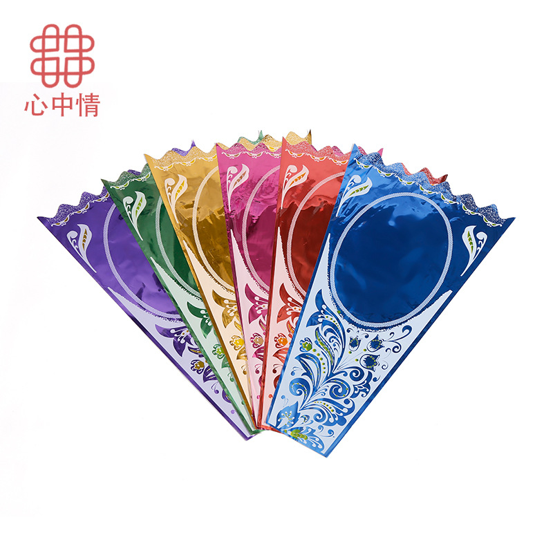Heart love Korean flower bag flower aluminized color film wedding festival supplies atmosphere decoration Fengtail bag thumbnail