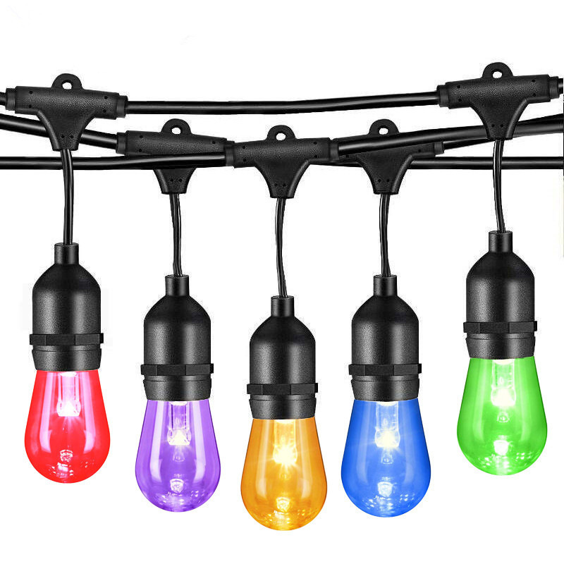 Supply RGB color light strings, E27 running light strings, outdoor engineering RGBW Bluetooth remote control dimming light strings details Picture