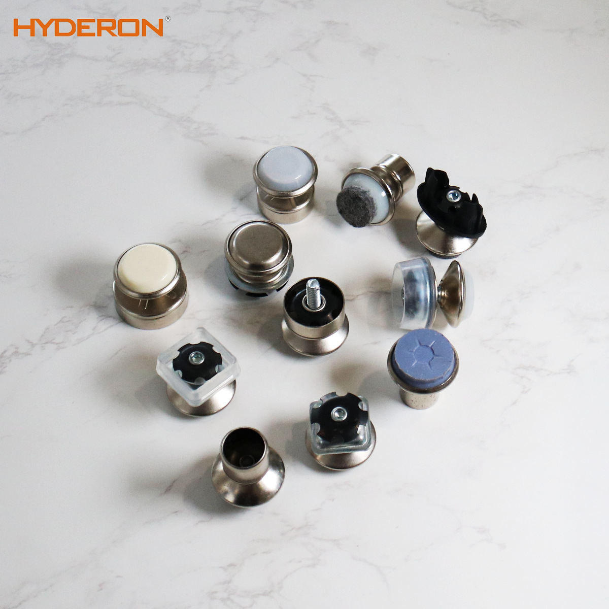 American-style metal fine-tuning feet, spring piece type tube plug inclined foot pads, metal hotel furniture feet, steel pipe furniture feet Specification image