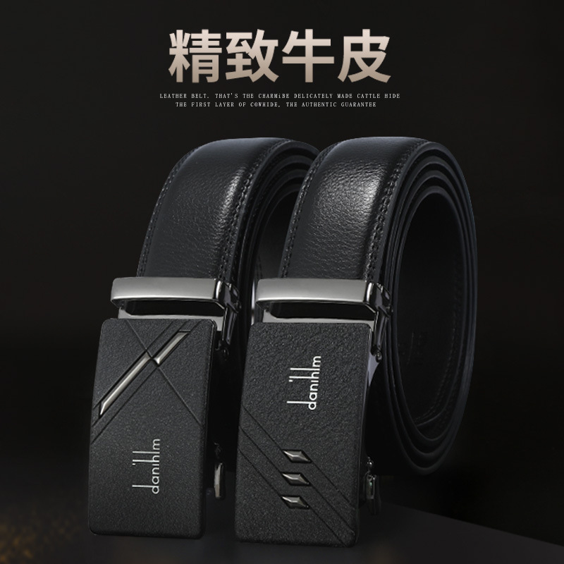 Wholesale Men's Leather Belt All Business Automatic Buckle Head Cowhide Belt Gift Belt Manufacturers Direct Sales Specification drawing