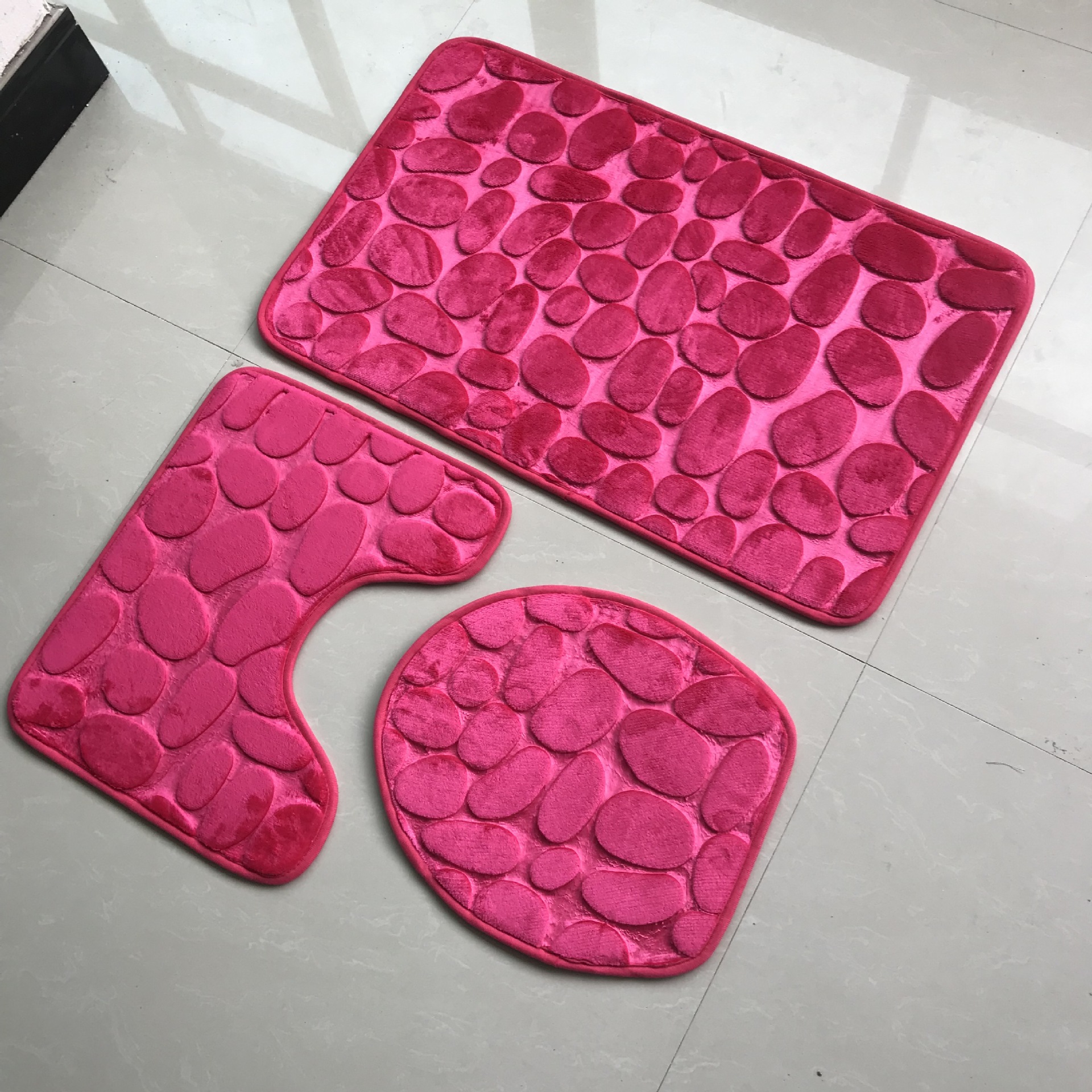 Cross-Border Distribution Amazon Sells 3D Goose Stone Toilet Two-Piece Bathroom Absorbent Non-Slip Carpet Floor Mat Specification drawing