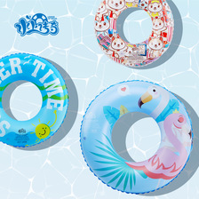 厂家批发儿童游泳圈单层充气PVC加厚卡通火烈鸟泳圈水上玩具60~90
