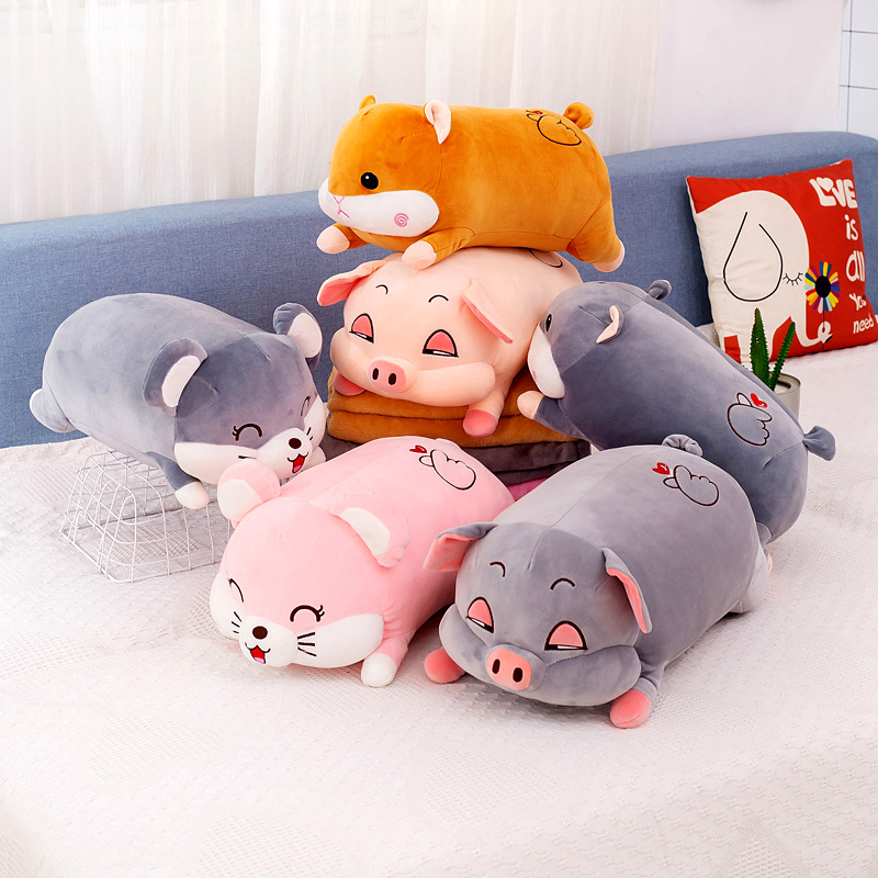 New cartoon animal throw pillow, two-in-one pig doll, air-conditioned blanket, birthday gift for the event, one-piece delivery details Picture