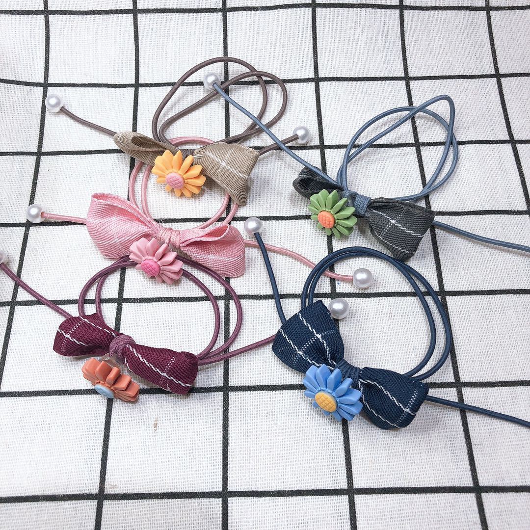 No. 103 wide grid cloth Chrysanthemum 100/ Bundle of wide grid cloth chrysanthemum rubber band, cute little rubber band hair tie, adult and children's hair accessories, head accessories, Hundred-tower leather case