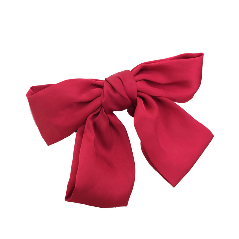 Oversized Black Bow Hair Clip Japanese Satin Red Hair Clip Back Head Spring Clip Headdress For Adults And Children Item Picture