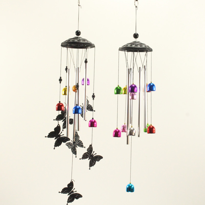Factory Direct Metal Pipe Wind Chimes Hanging Decoration Color Bell Pendant Retro Butterfly Hanging Decoration Balcony Garden Decoration details Picture
