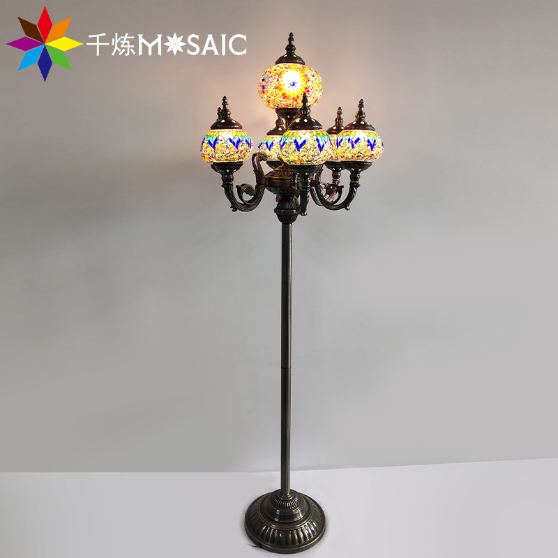 恒昌土耳其落地灯复古客厅吧台餐厅酒店浪漫手工琉璃灯高落地灯