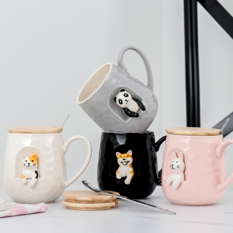 New products of cartoon ceramic Shiba Inu mugs with LIDS, spoon relief dog water cups, breakfast couple cups and office cups are now available details Picture
