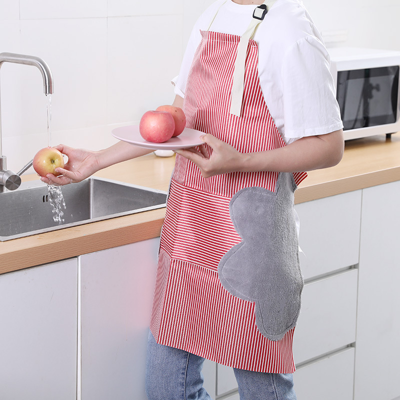 Apron Household Waterproof Fashion Thickened Can Wipe Hands Cooking Kitchen Strap Anti-Oil Work Clothes Adult Women Waist Specification drawing