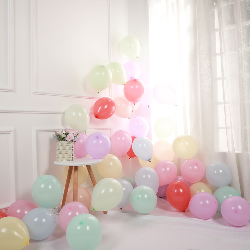 Macaron latex balloon manufacturer supplies 5-inch 1-gram balloons for birthday parties and wedding room decoration, with 100 balloons per pack details Picture