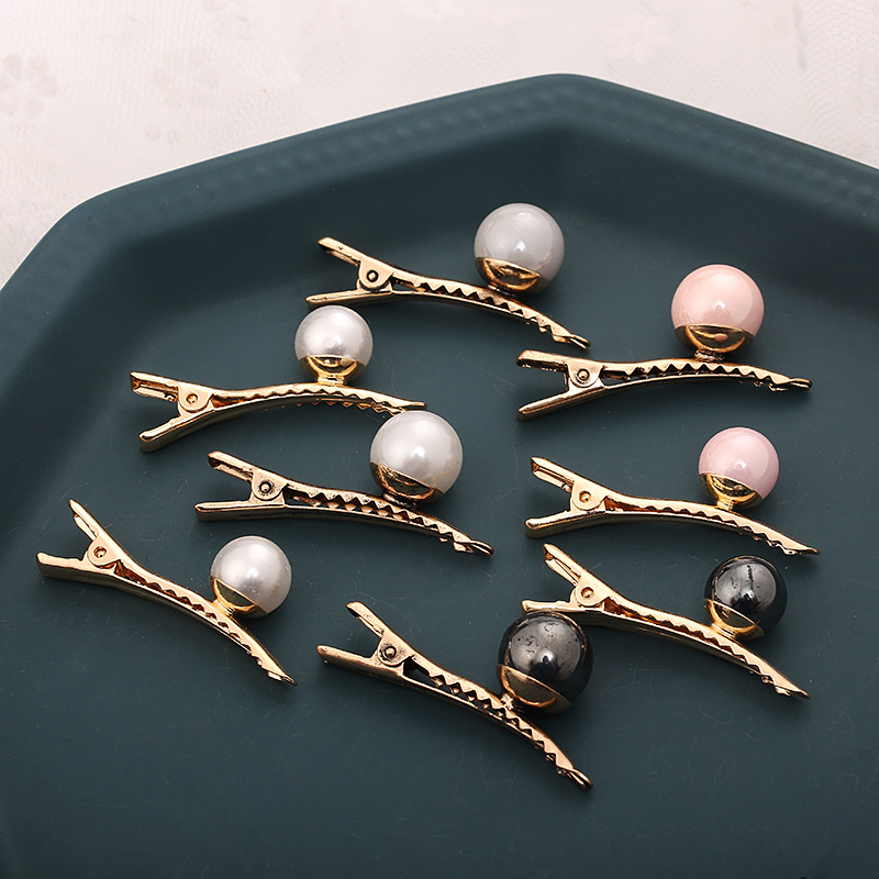 New Spring And Summer Hairpin Wave Hairpin Pearl Hairpin Alloy Hairpin Korean Version Korean Duck Beak Clip Jewelry
