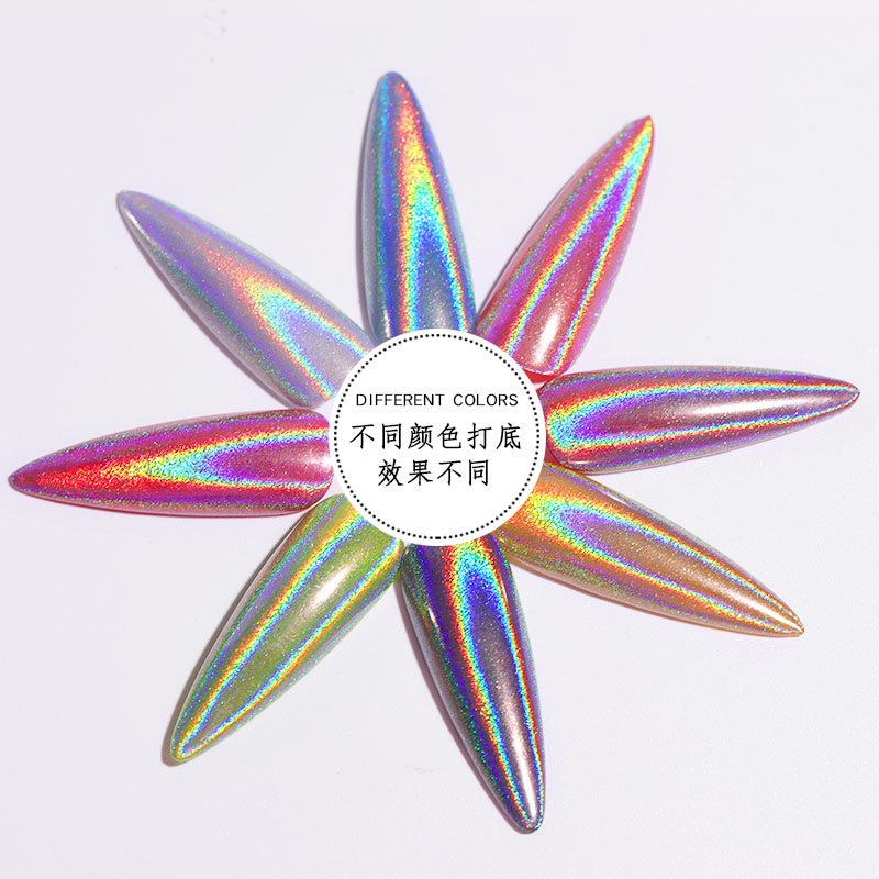 Nail New Solid Electroplating Laser Powder Seven Color Magic Mirror Flash Powder Solar Laser Mirror Silver Flash Powder Specification drawing