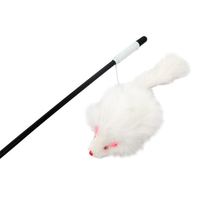 Palo de madera juguete interactivo para gatos juguetes divertidos para mascotas piel de conejo ratón juguete de gato rod fabricante al por mayor Application Scenario