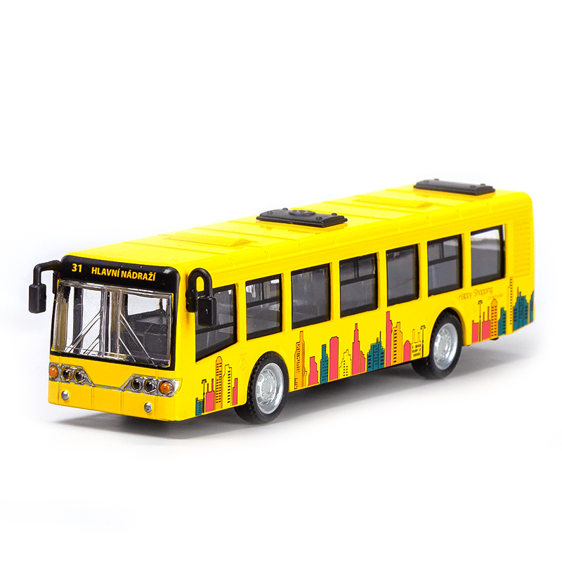 1:70 alloy bus model, children's toys, car ornaments, Huili car model, boys' toys and gifts wholesale Specification image
