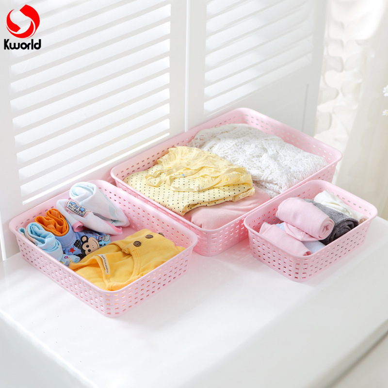 Factory Direct Sales Rattan Woven Plastic Debris Storage Box Desktop Drawer Kindergarten Toy Storage Box Small