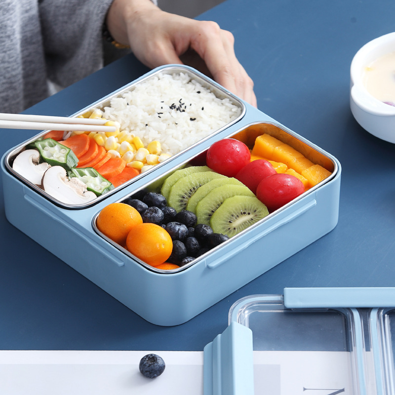 304INS stainless steel insulated lunch box Double split bento box 1100ml non-tandem lunch box Fast food box details Picture
