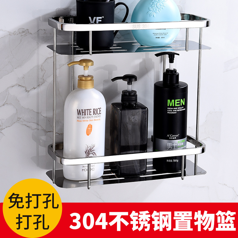 Triangular 304 stainless steel corner storage in the bathroom, corner rack for washroom and bathroom, wall-mounted Application Scenario