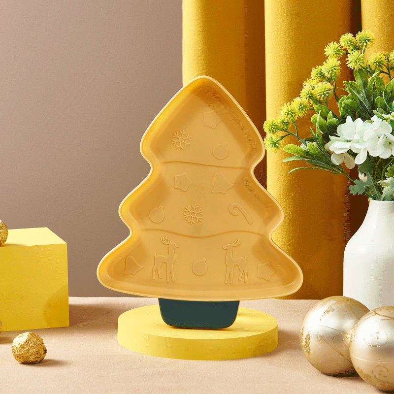 Morandi color plastic fruit plate, creative Christmas tree snack storage plate, new cute coffee table snack dish 0652 Item Picture