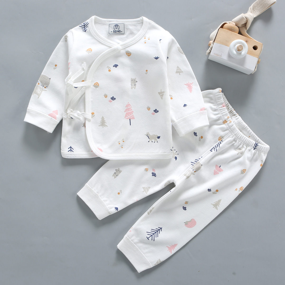 Newborn Class a clothing, autumn and winter baby pure cotton underwear set, long-sleeved base layer, 0-3 months old baby two-piece autumn coat