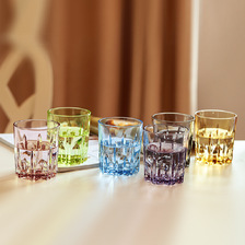 家用玻璃杯欧式洋酒杯创意八角彩色啤酒杯酒吧套装威士忌酒杯水杯