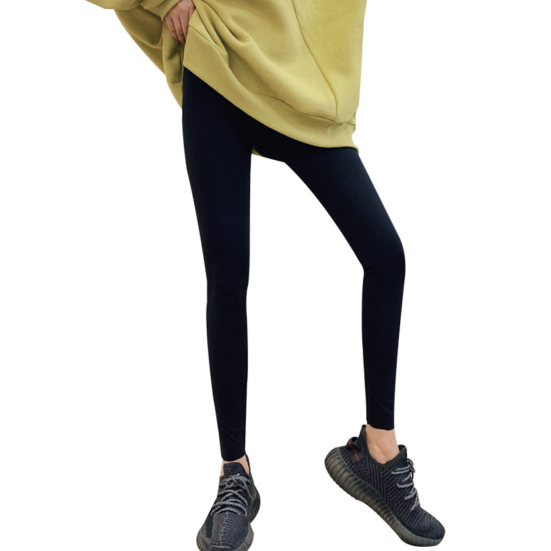 黑色鲨鱼皮打底裤女秋季外穿2020新款单层液体紧身显瘦芭比瑜伽裤详情图5