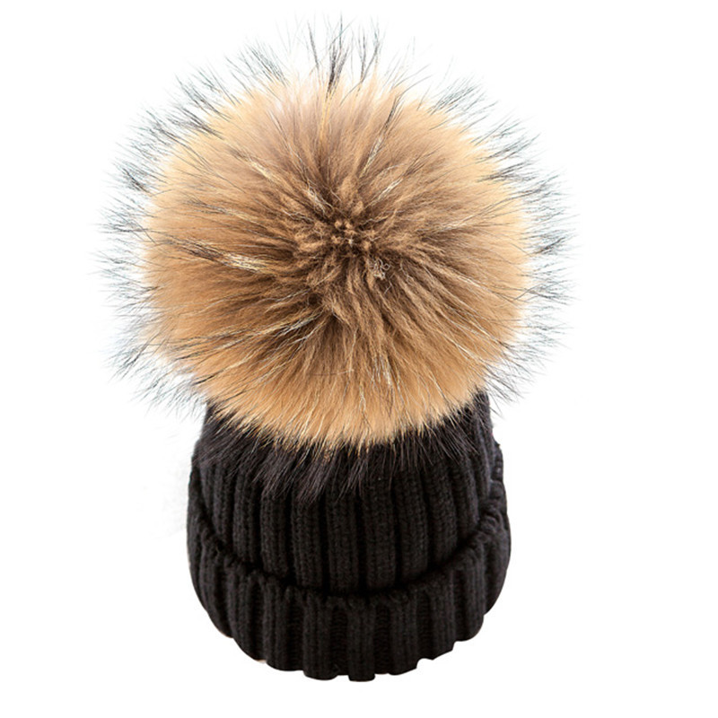 A fox fur wool cap for girls in autumn and winter, a trendy and warm Korean-style children's knitted cap Item Picture