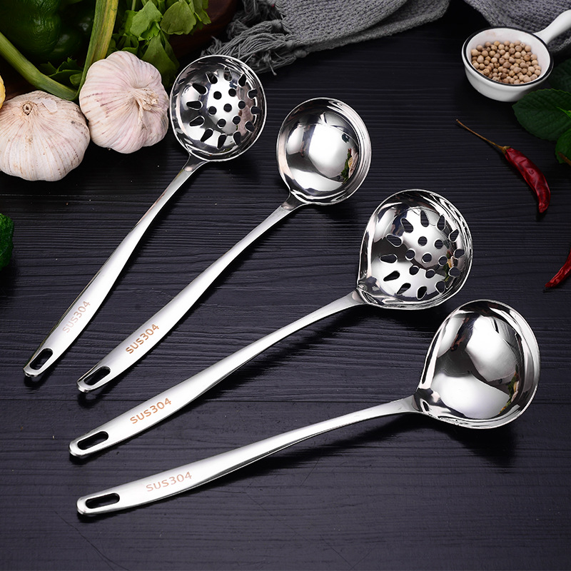 304 Stainless Steel Hot Pot Spoon Heart Type Colander Soup Shell Set Soup Spoon Hot Pot Spoon Home Hotel Oil Spoon Kitchen Utensils details Picture