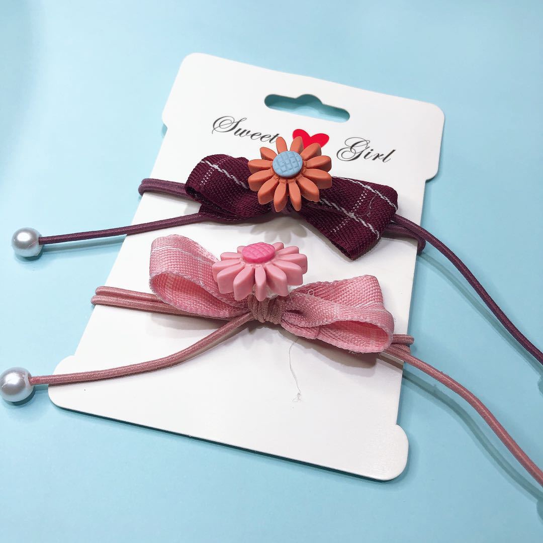 No. 103 wide grid cloth Chrysanthemum 100/ Bundle of wide grid cloth chrysanthemum rubber band, cute little rubber band hair tie, adult and children's hair accessories, head accessories, Hundred-tower leather case Item Picture