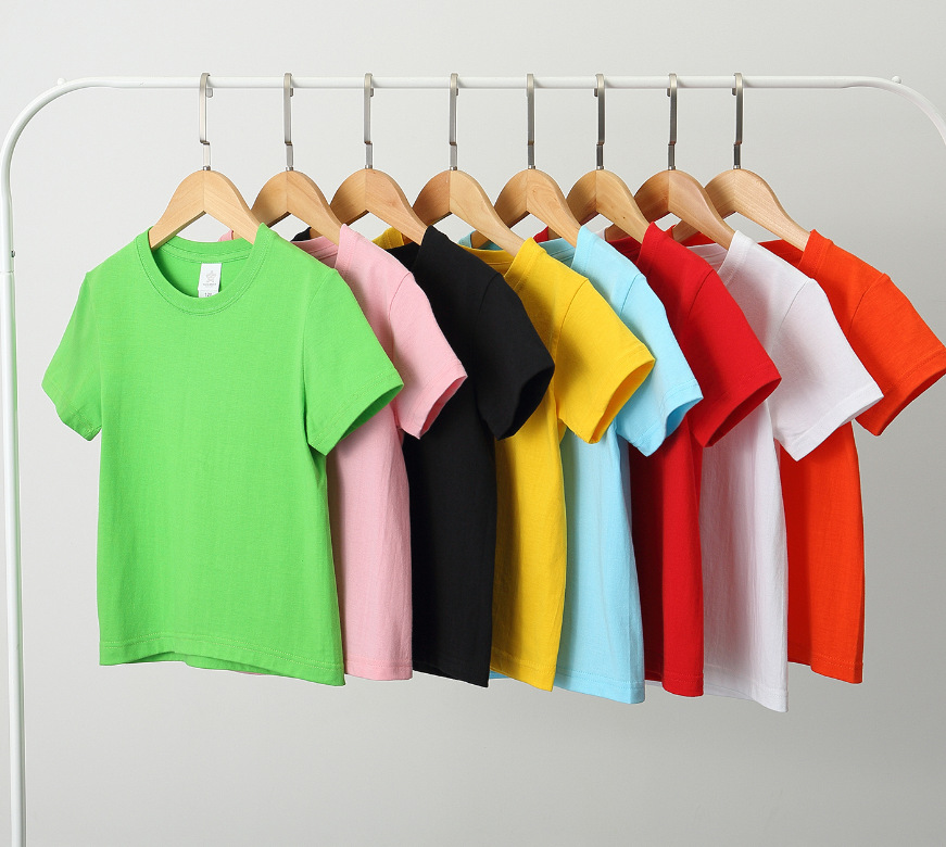 精梳纯棉儿童T恤200g工厂现货8色短袖文化衫广告衫印制logo幼儿园图