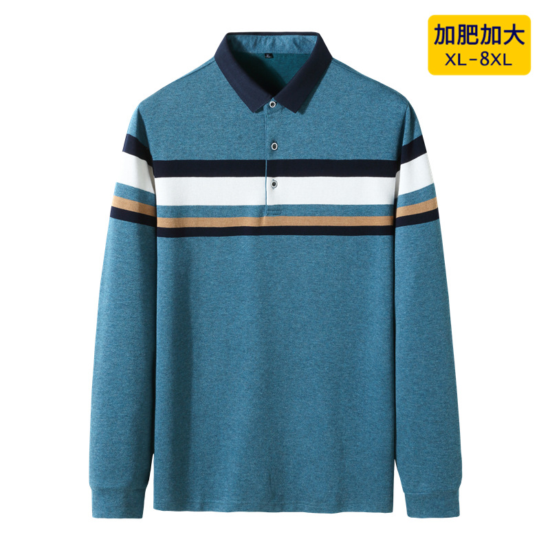 Spring and autumn men's striped T-shirt, lapel, long-sleeved, oversized, fashionable and casual T-shirt, overweight base layer top Application Scenario