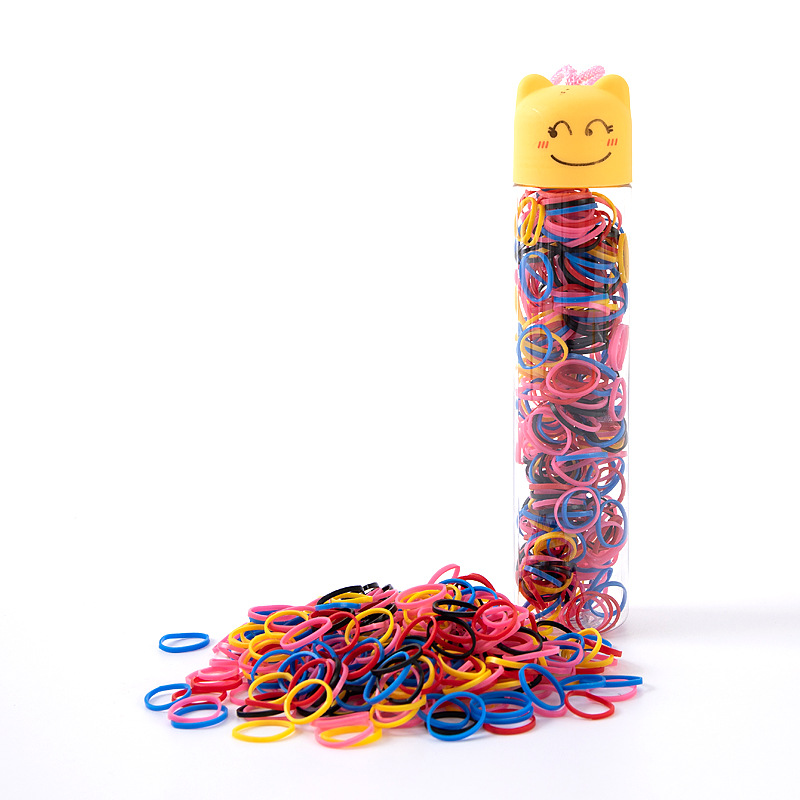 New Cartoon Bottle Head String Small Rubber Band Hairband Yiwu Commodity Children Transparent One-Time Strong Pull Continuous Rubber Band Application Scenario