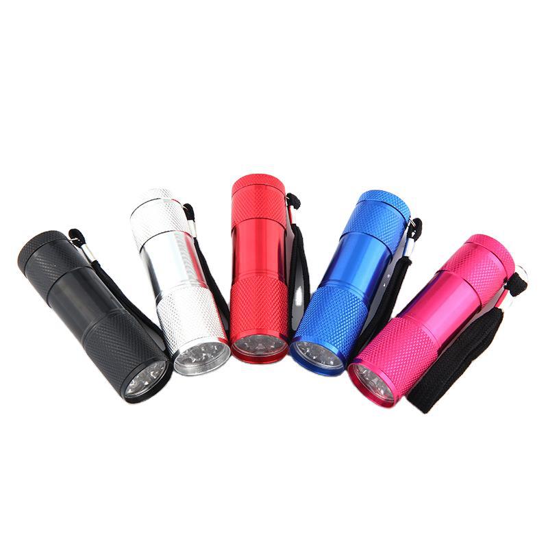 Patterned 9led flashlight, aluminum alloy mini high-intensity small hand flashlight, gift flashlight, white light for daily use Item Picture