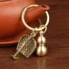 Wholesale of copper gourd keychains, old copper items, dustpans, hoes, car hangers, three-piece sets of copper gourds and hoes, hanging ornaments details Picture