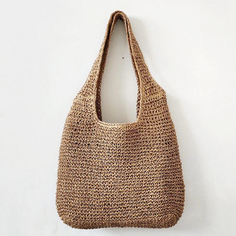 2023 New Women's Fashion Bag Niche Braided Bag Single Shoulder Underarm Bag Beach Handmade Straw Bag Wholesale