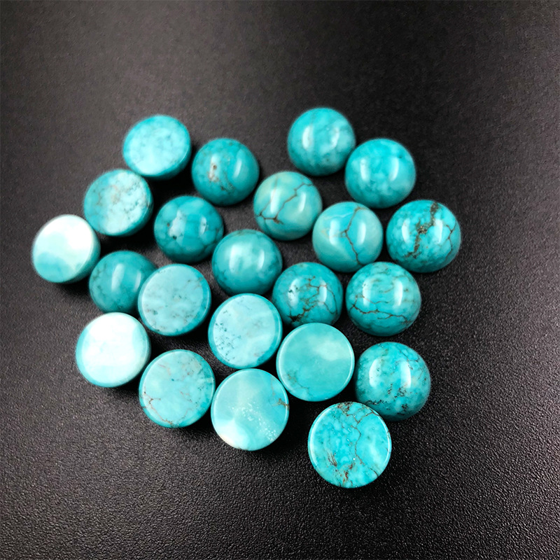 Natural Turquoise Raw Mineral Loose Bead Ring Surface Bare Stone Processing Round Gem Jewelry Accessories Turquoise Raw Stone Pendant Specification drawing