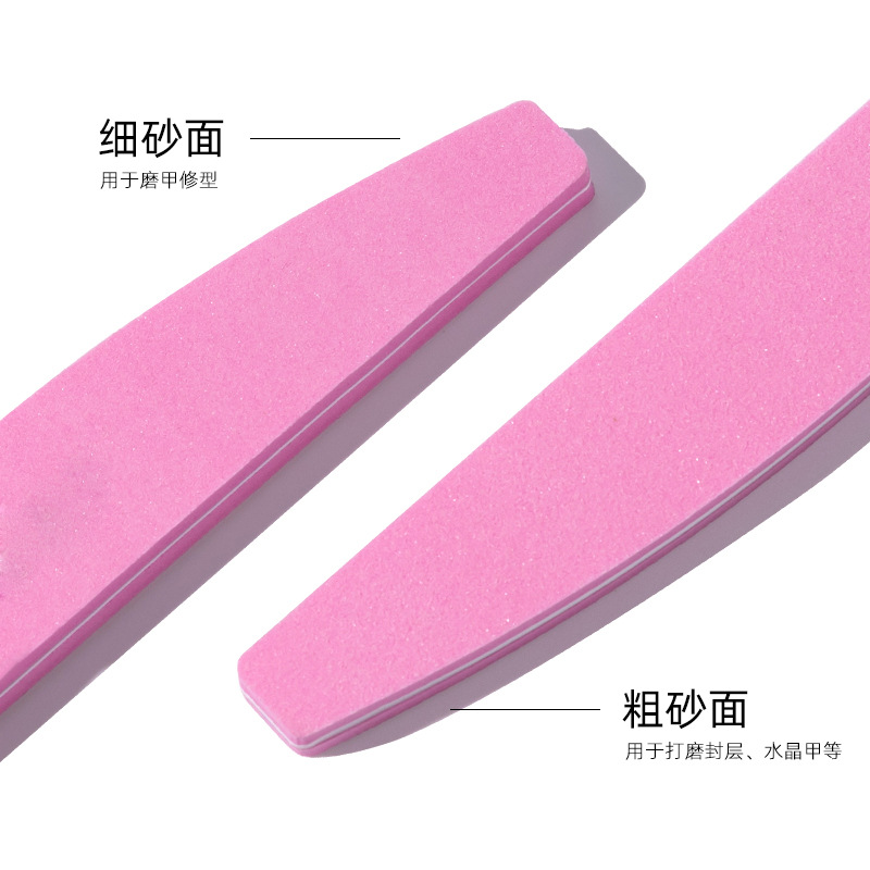 Nail care tools: Pink crescent-shaped diamond-shaped sponge file strips, double-sided shaping and twisting strips, high-elasticity nail polishing file strips, shanilak Specification image