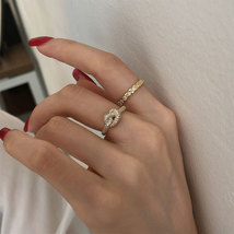 韩国镶钻打结气质百搭金色高级感菱格指环戒指女网红时尚个性手饰指环优惠直供