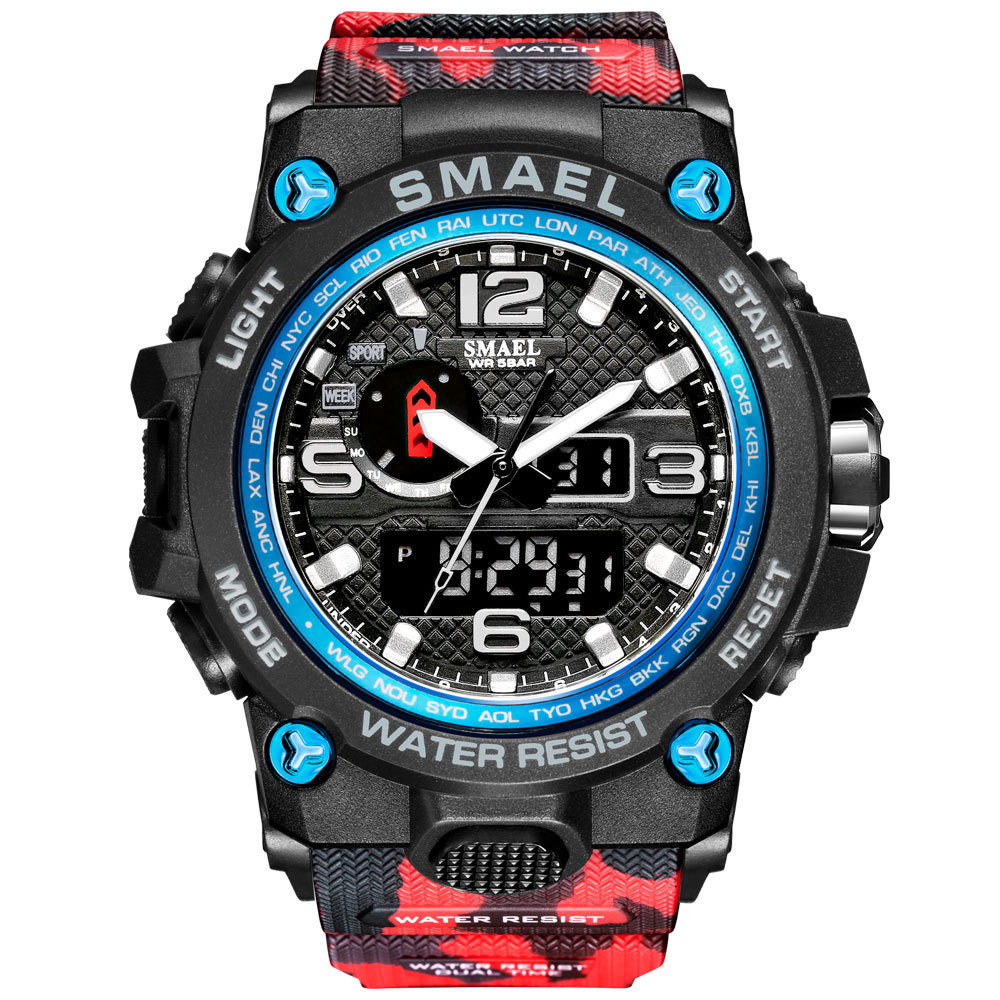 SMAEL watch1545D迷彩多功能日历闹钟夜光防水表户外登山电子手表图