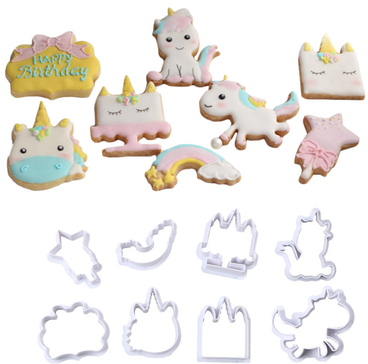 独角兽糖霜饼干烘焙模具DIY卡通 生日塑料翻糖蛋糕切模图