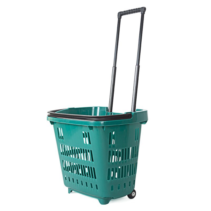 Supermarket Group Shopping Basket Retractable Trolley Basket Two Rounds Of Supermarket Trolley Basket New Plastic Grocery Shopping Basket Item Picture