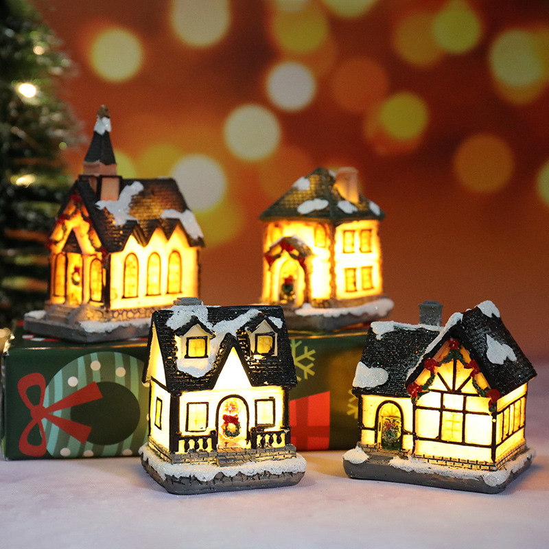 圣诞新款圣诞装饰品树脂小房子微景观树脂房子小摆件圣诞节礼物详情图3