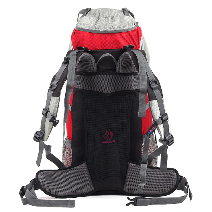 尼龙运动背包/50L登山包/户外包/双肩包/旅行包白底实物图