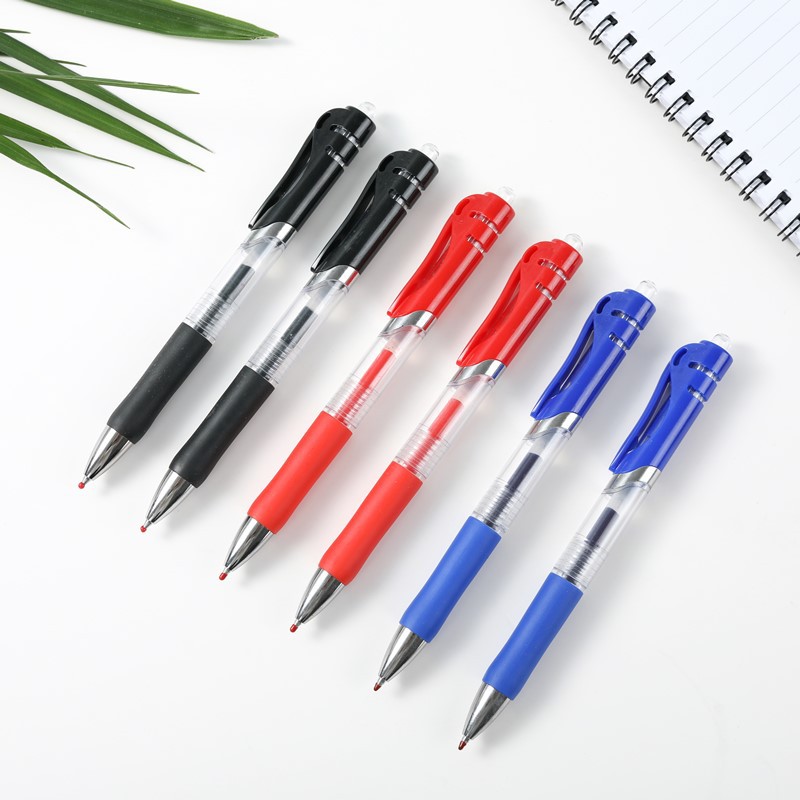 K35按动中性笔0.5mm黑色笔签字笔批发红色蓝色弹簧笔学生用详情图1