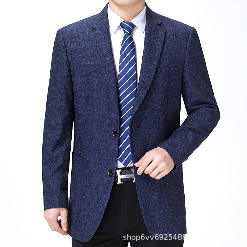 Middle-aged men's casual suit jacket, 40-50 years old dad's suit, single piece of wool suit jacket for spring and autumn for middle-aged and elderly people details Picture