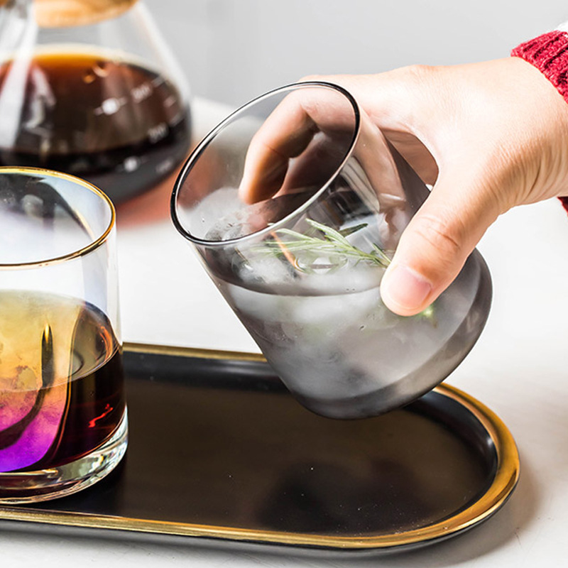 Nordic dazzling transparent beverage cups, creative drinking cups, juice cups, whisky glasses, glass cups, mouthwash cups, simple and elegant Specification image