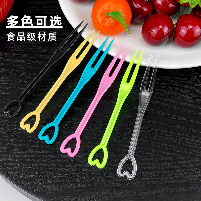 一次性水果叉塑料小叉子单支独立包装果签插蛋糕甜品水晶叉子批发