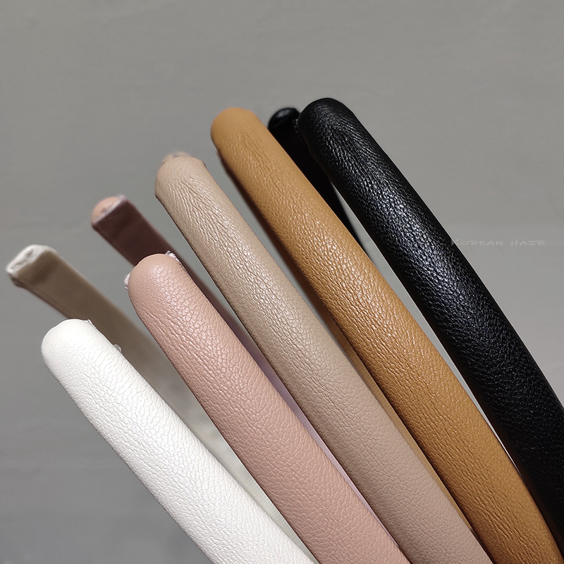 Korean Leather Headband Texture Fashionable Solid Color Fine Edge Going Out Hairpin Retro Elegant Net Red Headwear Specification drawing