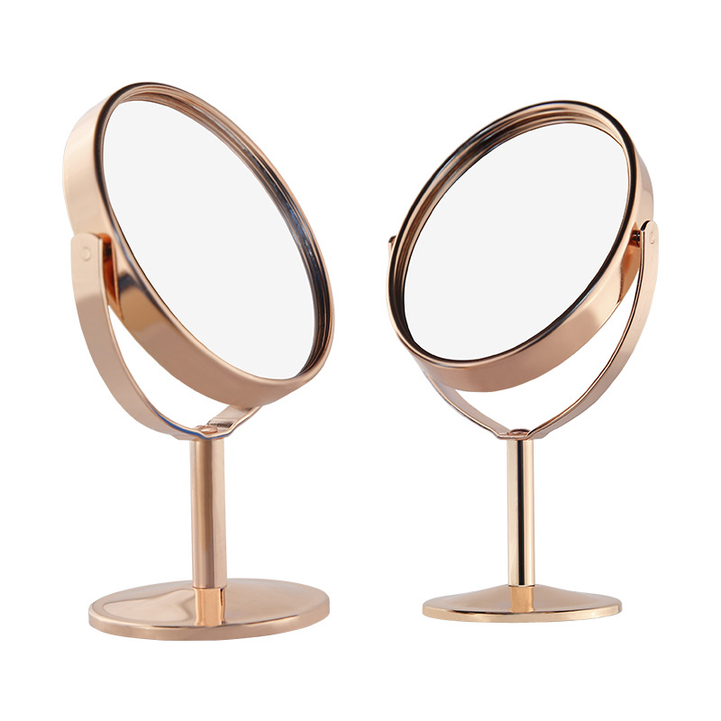 shanilak desktop double-sided mirror, desktop metal alloy makeup mirror, European-style beauty mirror, ironwork dressing mirror, rotating mirror Item Picture