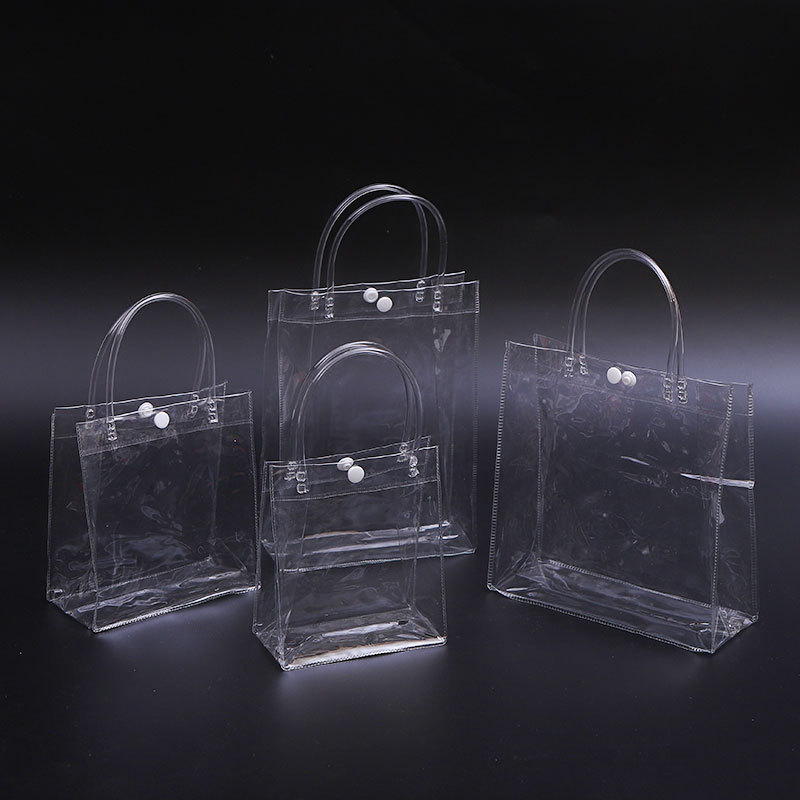 Transparent PVC handbags, popular gift clothing hand-held bags, transparent plastic milk tea and wedding candy packaging bags Item Picture
