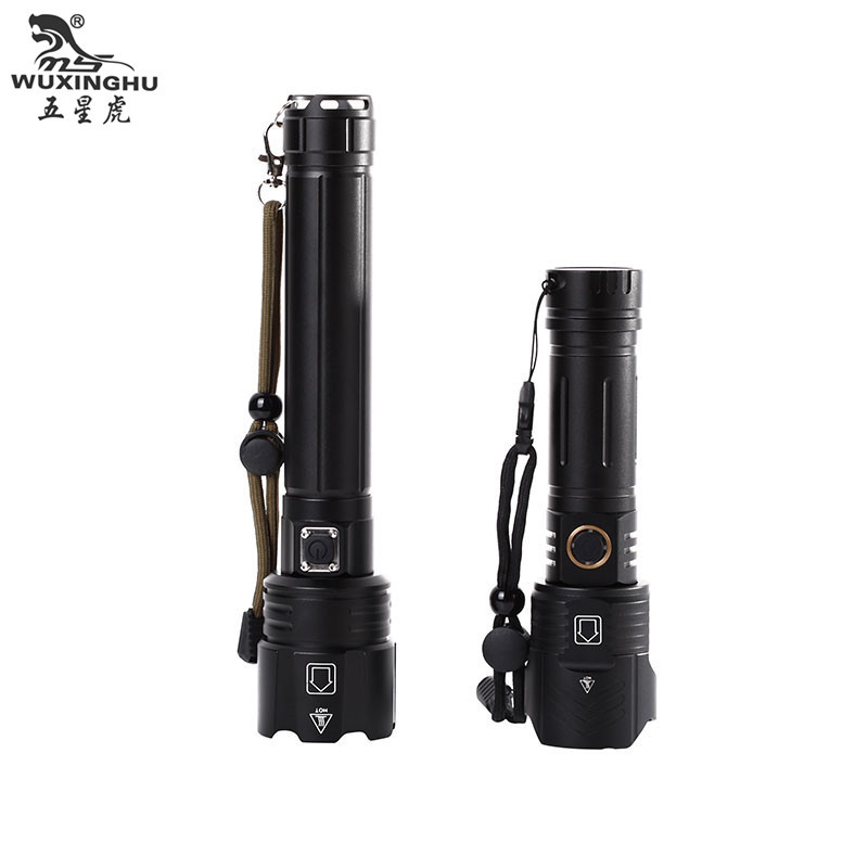 新款P70 P90强光手电筒usb充电 电量显示伸缩变焦透镜远射 手电筒图